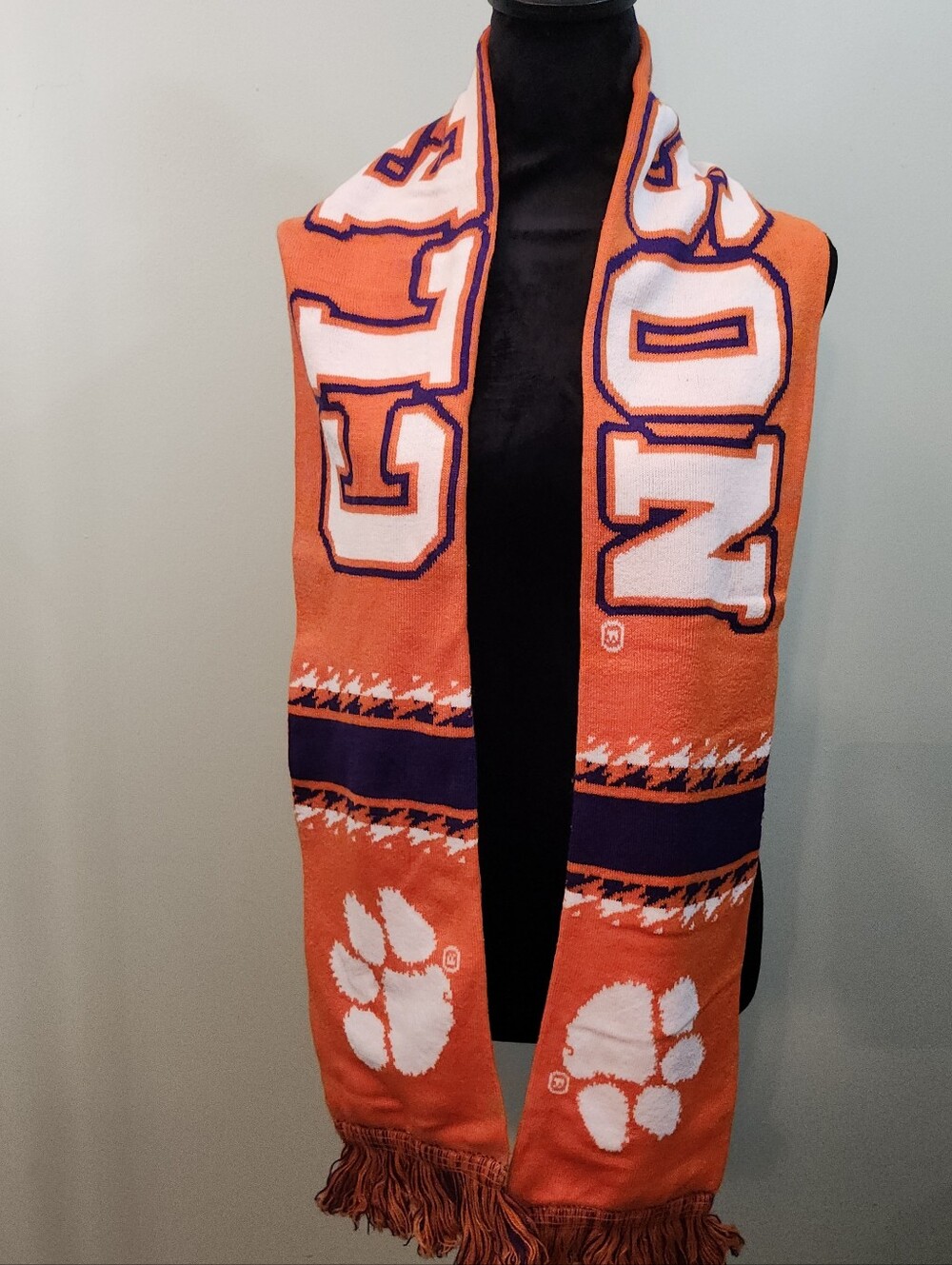 Top of the World CLEMSON UNIVERSITY TIGERS Orange/White Purple Logo Knit Scarf